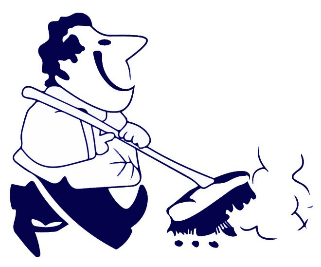 Bianca Cleaners logo – man sweeping with a broom
